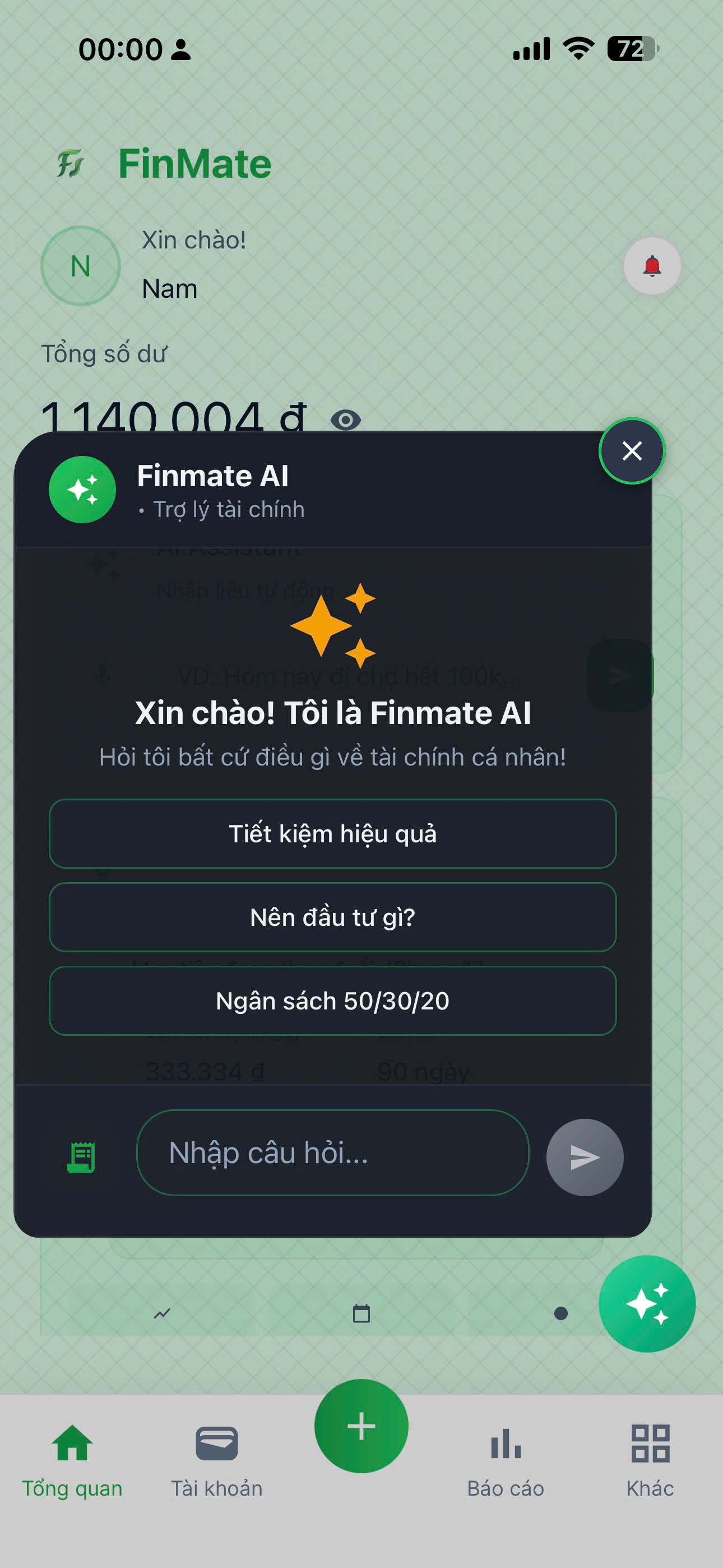 Ảnh chụp ứng dụng FinMate màn 1