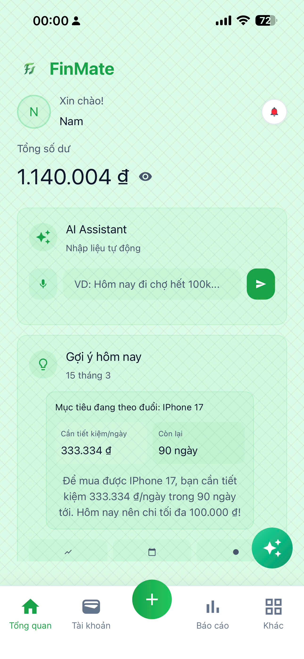 Ảnh chụp ứng dụng FinMate màn 2